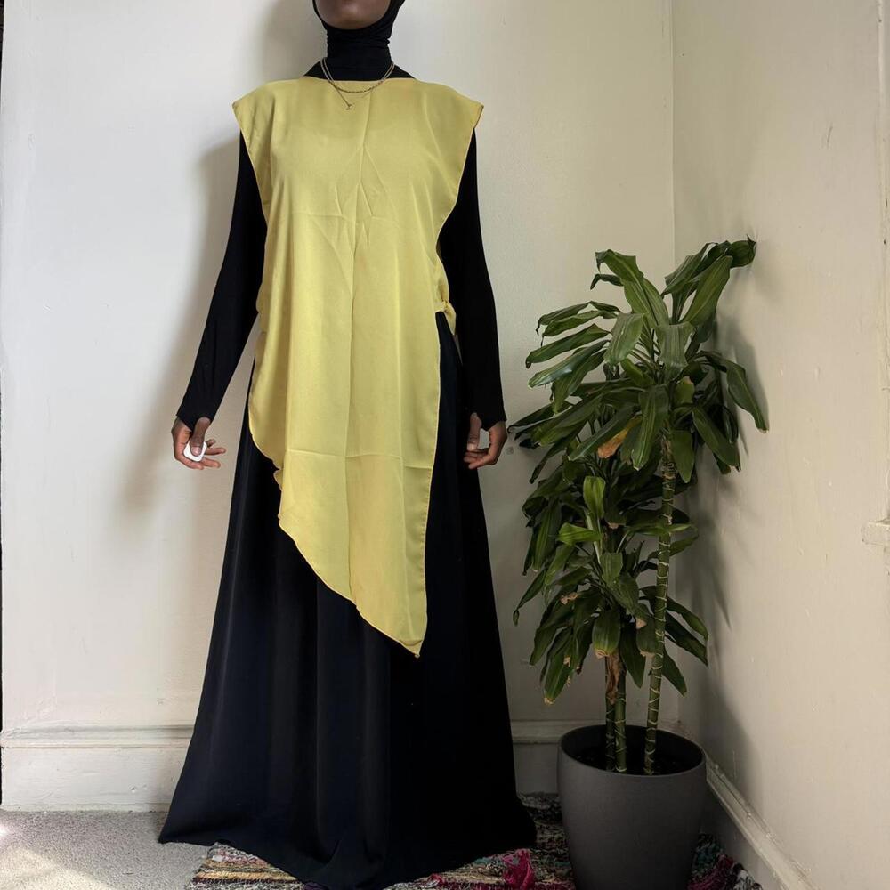 Vintage avant-garde asymmetrical citron tabard vest dress one like‎